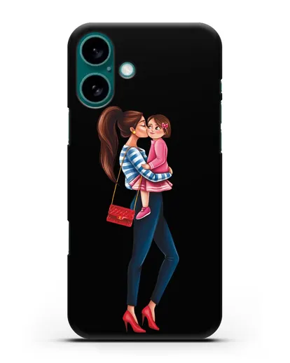 Чехол с иллюстрацией Мама шатенка с дочкой силиконовый для iPhone 16 Plus