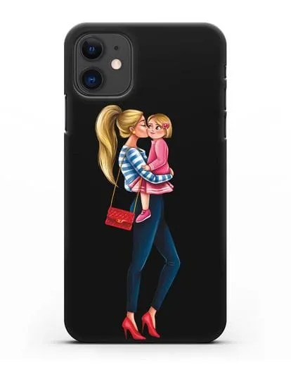 Чехол с иллюстрацией Мама блондинка с дочкой силиконовый для iPhone 11