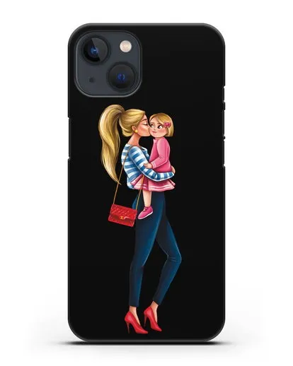 Чехол с иллюстрацией Мама блондинка с дочкой силиконовый для iPhone 13 Mini