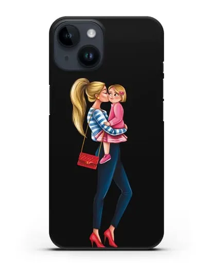 Чехол с иллюстрацией Мама блондинка с дочкой силиконовый для iPhone 14