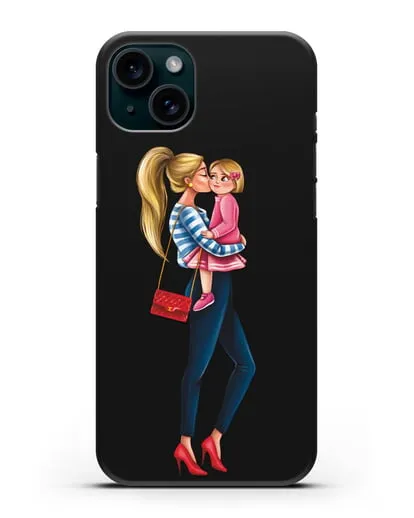 Чехол с иллюстрацией Мама блондинка с дочкой силиконовый для iPhone 15 Plus
