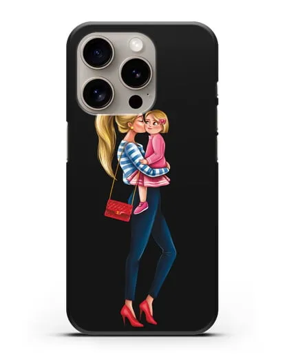 Чехол с иллюстрацией Мама блондинка с дочкой силиконовый для iPhone 15 Pro