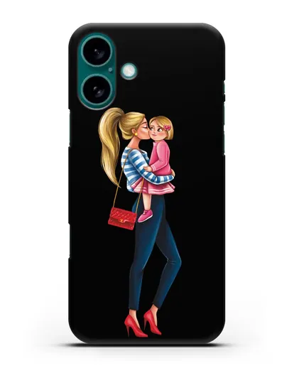 Чехол с иллюстрацией Мама блондинка с дочкой силиконовый для iPhone 16 Plus