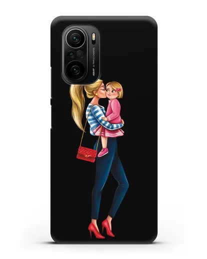 Чехол с иллюстрацией Мама блондинка с дочкой силиконовый для Xiaomi Poco F3 Pro