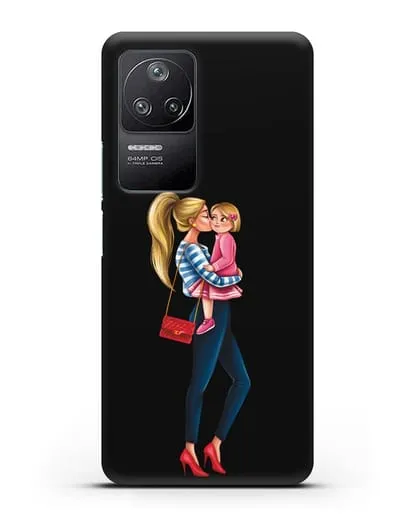 Чехол с иллюстрацией Мама блондинка с дочкой силиконовый для Xiaomi Poco F4