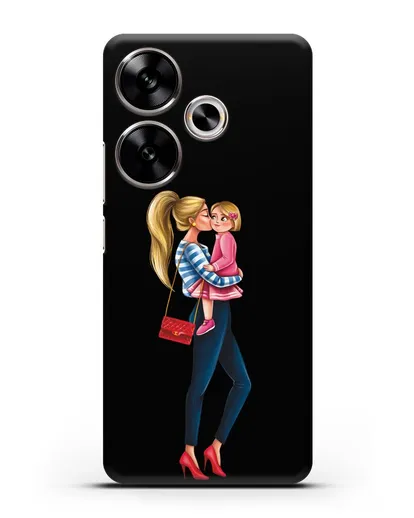 Чехол с иллюстрацией Мама блондинка с дочкой силиконовый для Xiaomi Poco F6