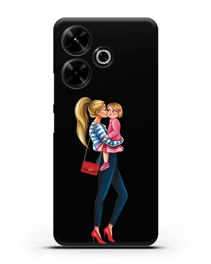 Чехол с иллюстрацией Мама блондинка с дочкой силиконовый для Xiaomi Poco M6