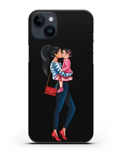 Чехол с иллюстрацией Мама брюнетка с дочкой силиконовый для iPhone 14 Plus