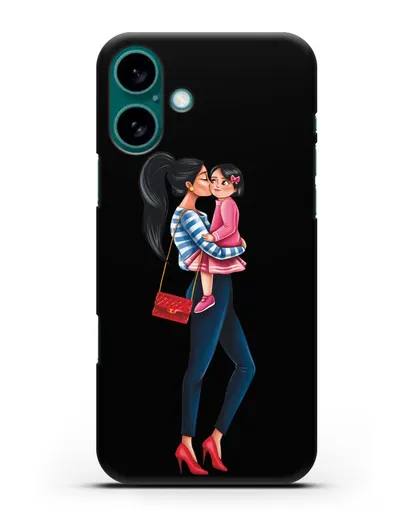 Чехол с иллюстрацией Мама брюнетка с дочкой силиконовый для iPhone 16 Plus