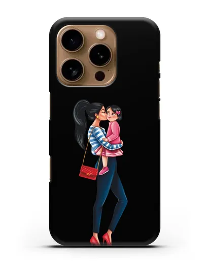 Чехол с иллюстрацией Мама брюнетка с дочкой силиконовый для iPhone 16 Pro