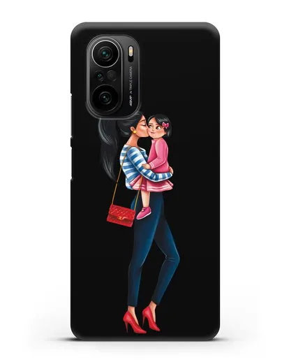 Чехол с иллюстрацией Мама брюнетка с дочкой силиконовый для Xiaomi Poco F3