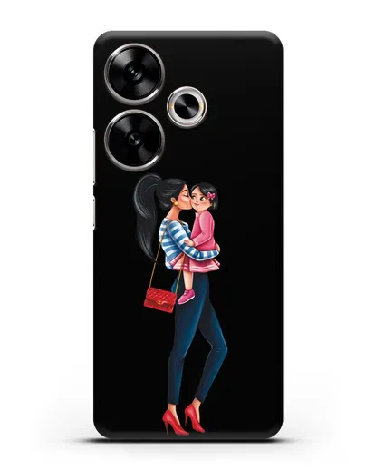 Чехол с иллюстрацией Мама брюнетка с дочкой силиконовый для Xiaomi Poco F6