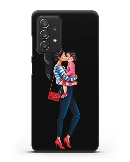 Чехол с иллюстрацией Мама брюнетка с дочкой силиконовый для Samsung Galaxy A53