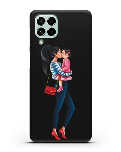 Чехол с иллюстрацией Мама брюнетка с дочкой силиконовый для Samsung Galaxy M53 [SM-M536]