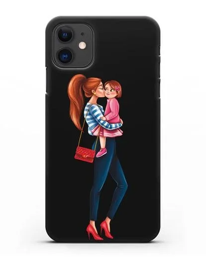Чехол с иллюстрацией Мама рыжая с дочкой силиконовый для iPhone 11