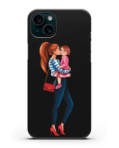 Чехол с иллюстрацией Мама рыжая с дочкой силиконовый для iPhone 15 Plus