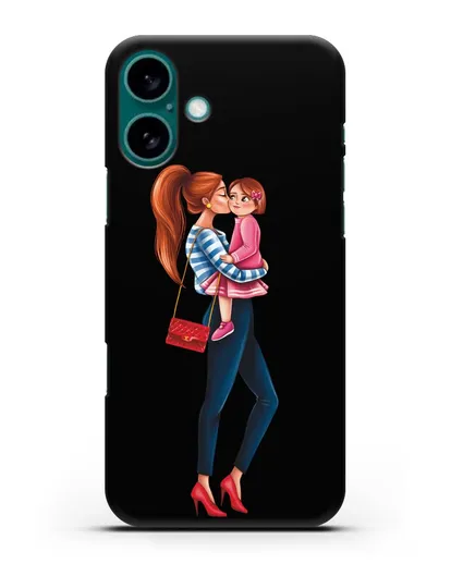 Чехол с иллюстрацией Мама рыжая с дочкой силиконовый для iPhone 16 Plus