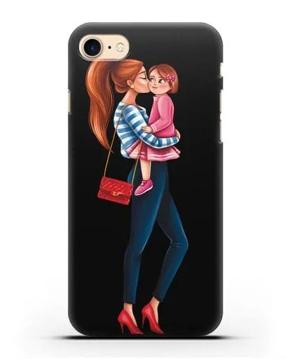 Чехол с иллюстрацией Мама рыжая с дочкой силиконовый для iPhone 7