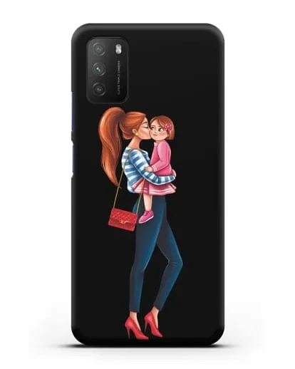 Чехол с иллюстрацией Мама рыжая с дочкой силиконовый для Xiaomi Poco M3
