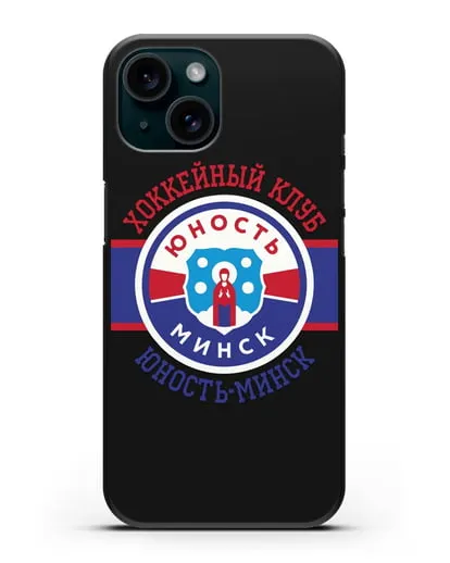 Чеxол с логотипом ХК Юность-Минск силиконовый для iPhone 15