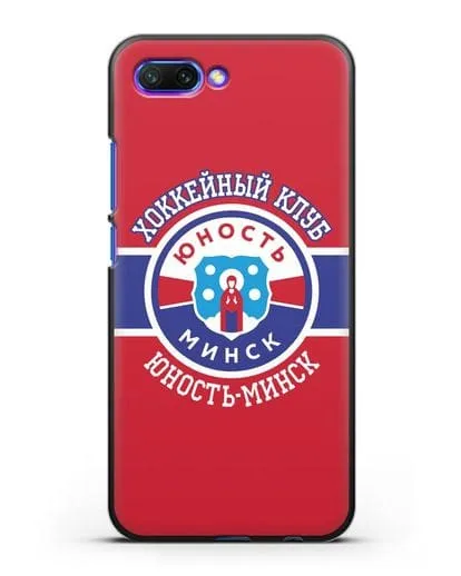 Чеxол с логотипом ХК Юность-Минск с красным фоном силиконовый для Honor 10