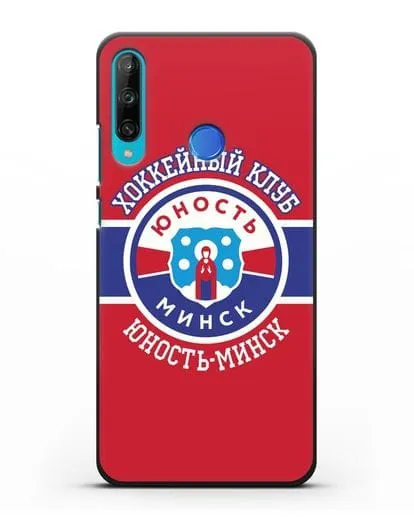 Чеxол с логотипом ХК Юность-Минск с красным фоном силиконовый для Honor 9C