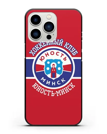 Чеxол с логотипом ХК Юность-Минск с красным фоном силиконовый для iPhone 13 Pro