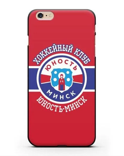 Чеxол с логотипом ХК Юность-Минск с красным фоном силиконовый для iPhone 6s Plus