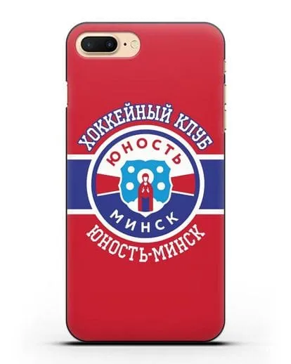 Чеxол с логотипом ХК Юность-Минск с красным фоном силиконовый для iPhone 7 Plus