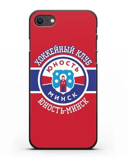 Чеxол с логотипом ХК Юность-Минск с красным фоном силиконовый для iPhone SE 2020