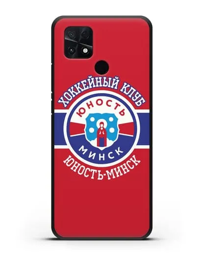 Чеxол с логотипом ХК Юность-Минск с красным фоном силиконовый для Xiaomi Poco C40