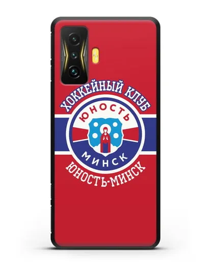 Чеxол с логотипом ХК Юность-Минск с красным фоном силиконовый для Xiaomi Poco F4 GT