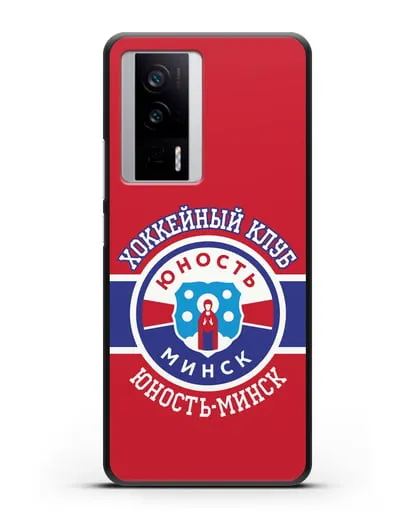 Чеxол с логотипом ХК Юность-Минск с красным фоном силиконовый для Xiaomi Poco F5 Pro
