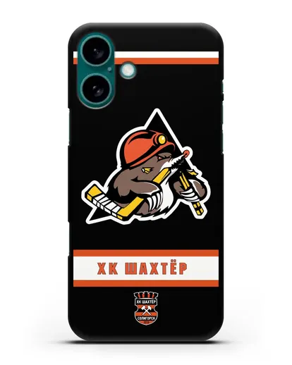 Чеxол с логотипом ХК Шахтёр-Солигорск силиконовый для iPhone 16 Plus