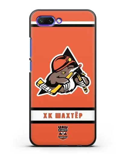 Чеxол с логотипом ХК Шахтёр-Солигорск с оранжевым фоном силиконовый для Honor 10