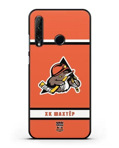 Чеxол с логотипом ХК Шахтёр-Солигорск с оранжевым фоном силиконовый для Honor 20e