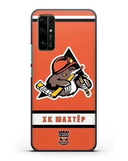 Чеxол с логотипом ХК Шахтёр-Солигорск с оранжевым фоном силиконовый для Honor 30