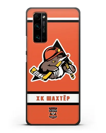 Чеxол с логотипом ХК Шахтёр-Солигорск с оранжевым фоном силиконовый для Honor 30 Pro