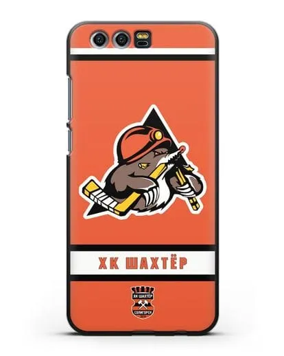 Чеxол с логотипом ХК Шахтёр-Солигорск с оранжевым фоном силиконовый для Honor 9