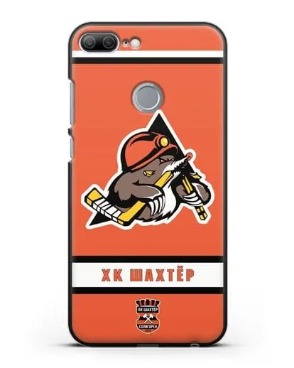 Чеxол с логотипом ХК Шахтёр-Солигорск с оранжевым фоном силиконовый для Honor 9 Lite