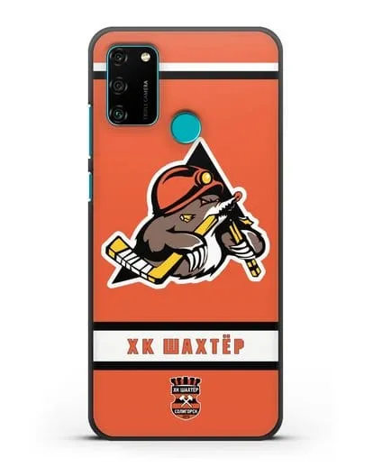 Чеxол с логотипом ХК Шахтёр-Солигорск с оранжевым фоном силиконовый для Honor 9A