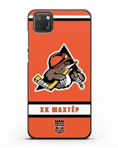 Чеxол с логотипом ХК Шахтёр-Солигорск с оранжевым фоном силиконовый для Honor 9S
