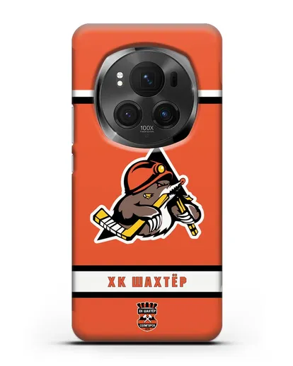 Чеxол с логотипом ХК Шахтёр-Солигорск с оранжевым фоном силиконовый для Honor Magic 6 Pro