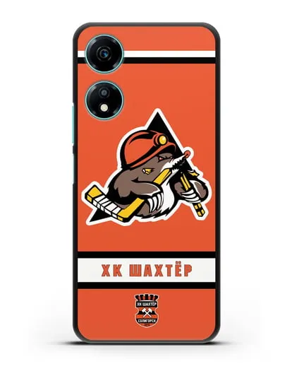 Чеxол с логотипом ХК Шахтёр-Солигорск с оранжевым фоном силиконовый для Honor X5 Plus