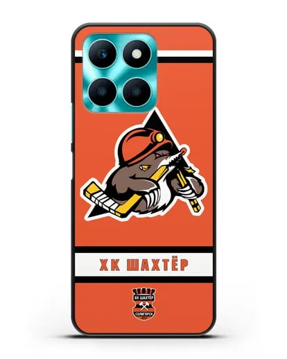 Чеxол с логотипом ХК Шахтёр-Солигорск с оранжевым фоном силиконовый для Honor X6a