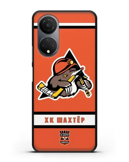 Чеxол с логотипом ХК Шахтёр-Солигорск с оранжевым фоном силиконовый для Honor X7