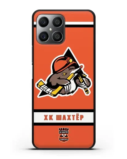 Чеxол с логотипом ХК Шахтёр-Солигорск с оранжевым фоном силиконовый для Honor X8
