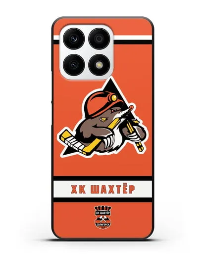 Чеxол с логотипом ХК Шахтёр-Солигорск с оранжевым фоном силиконовый для Honor X8a