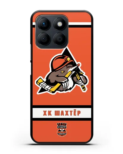 Чеxол с логотипом ХК Шахтёр-Солигорск с оранжевым фоном силиконовый для Honor X8b