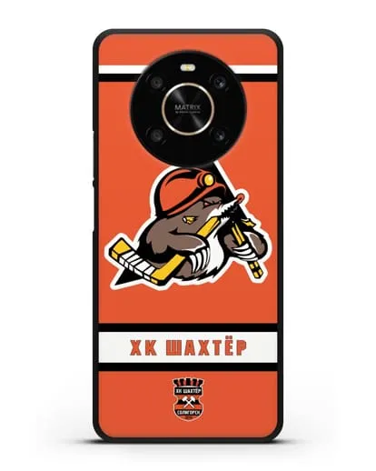Чеxол с логотипом ХК Шахтёр-Солигорск с оранжевым фоном силиконовый для Honor X9